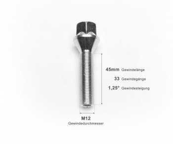 Radschraube M12 X 1.25 X 45 KE